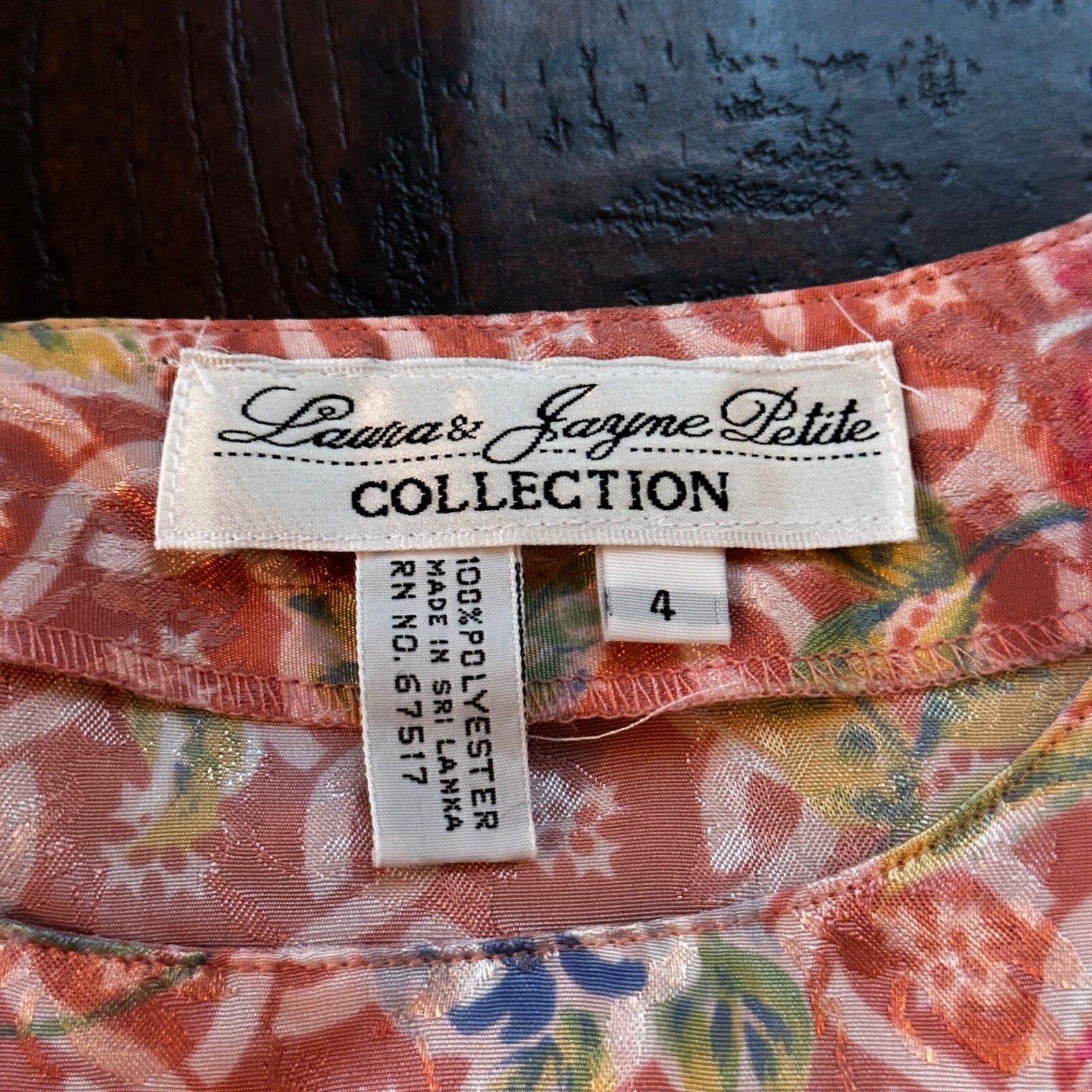 VTG Laura and Jayne Peites Womens Semi Sheer Blouse Blue Button 4 Floral Cute