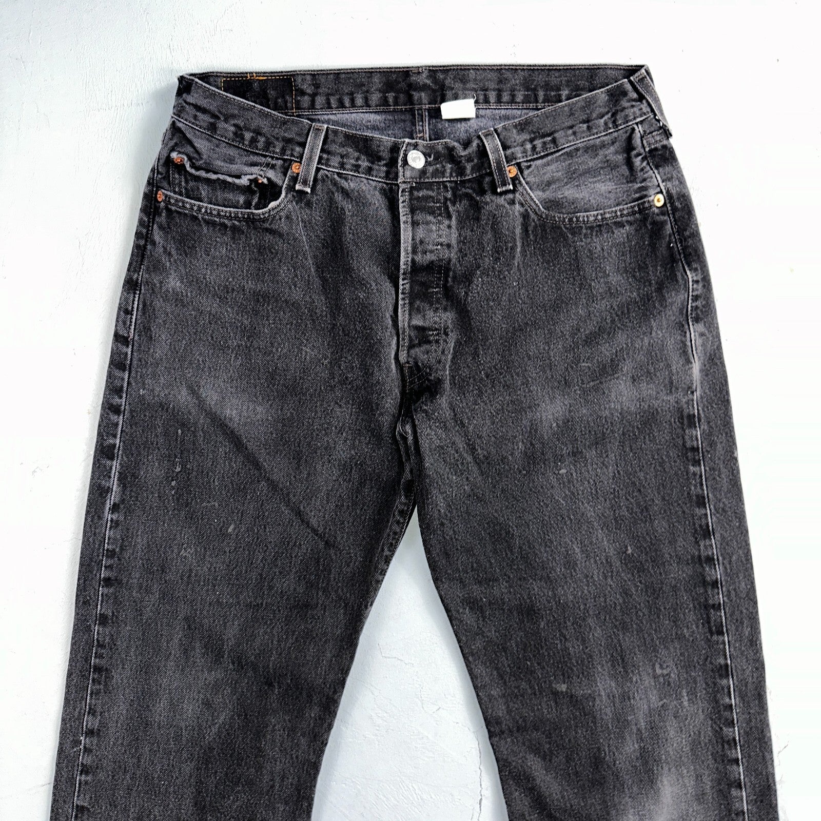 Levis 501 Vintage Y2K XX Straight Leg Jeans 90s Black Med Wash 36x34 Act 31x32