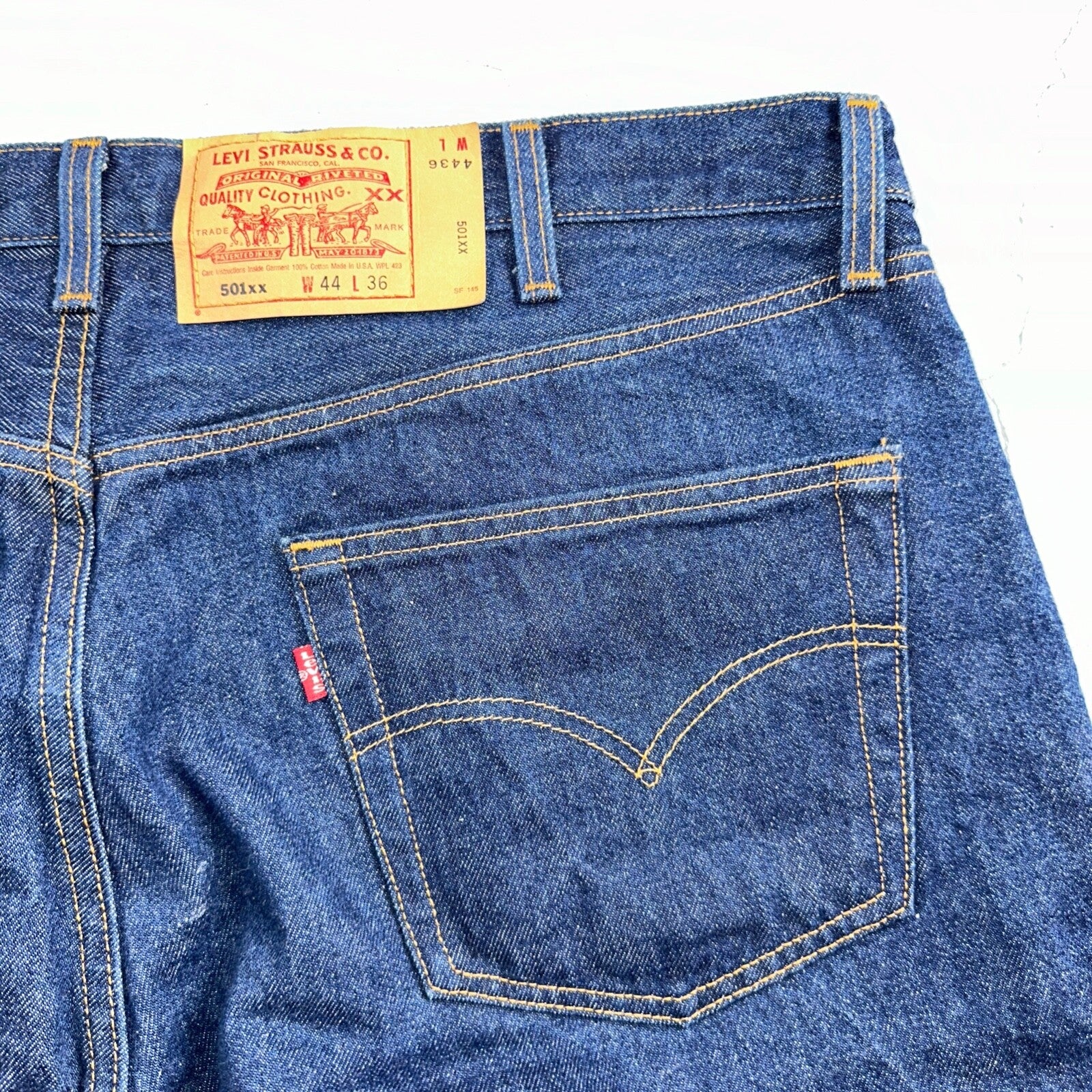 Levis 501 Vintage 90s USA XX Straight Leg Jeans Blue Dark Wash 44x36 Act 42x32