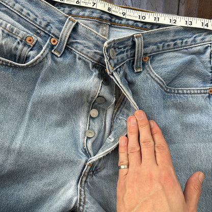 VTG 90s Levis 501 Button Fly 34x36 USA Tag Jeans Straight Wash Blue XX Act 30x32