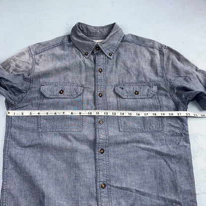 Carhartt Shirt Mens M Blue Chambray Relaxed Fit Button Up Work Adult Workwear