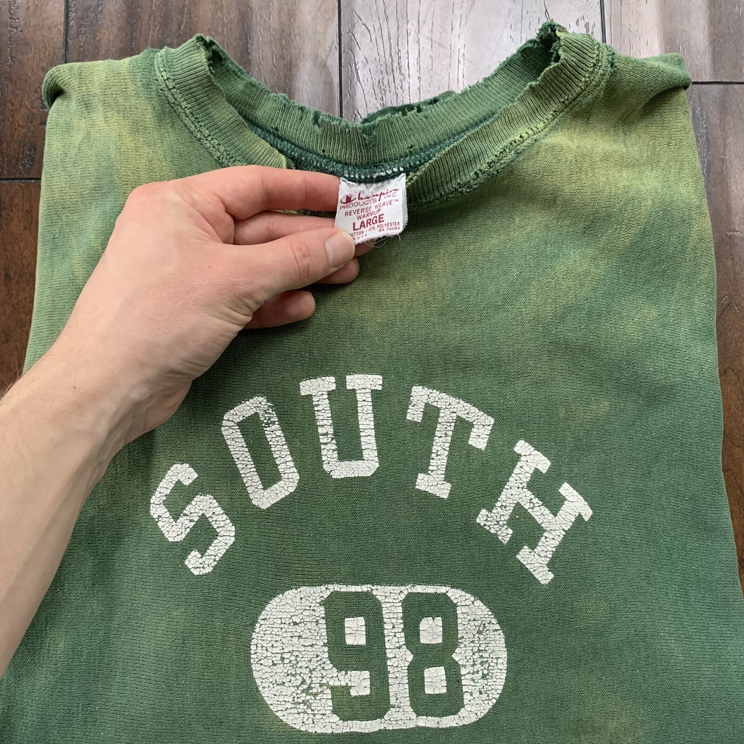 70s Vintage Champion Green USA Reverse Weave Sweatshirt L South Soccer Thrashed