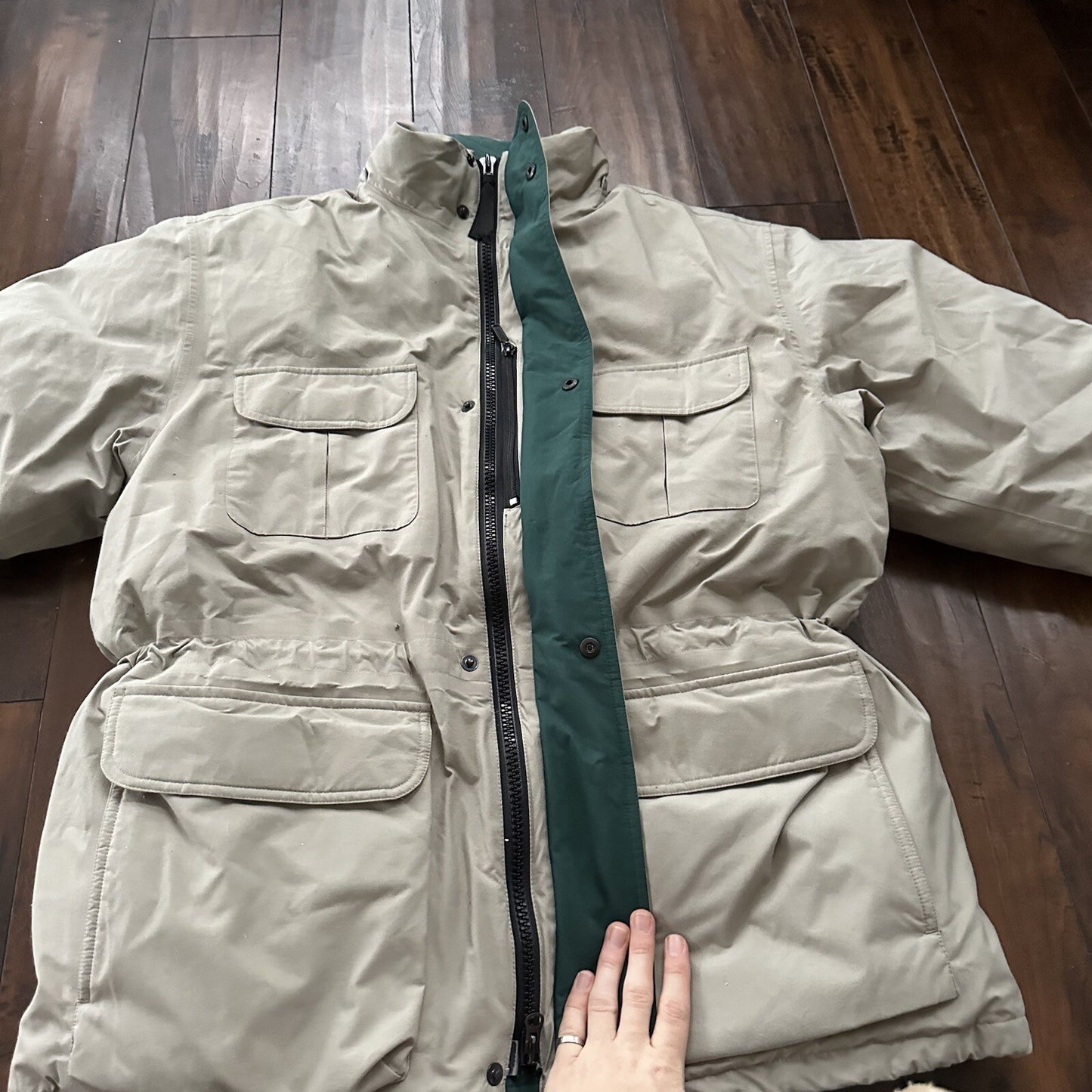 Vtg Eddie Bauer Mens L Goose Down Puffer Jacket Parka Coat Gore Tex Zip 80s 90s