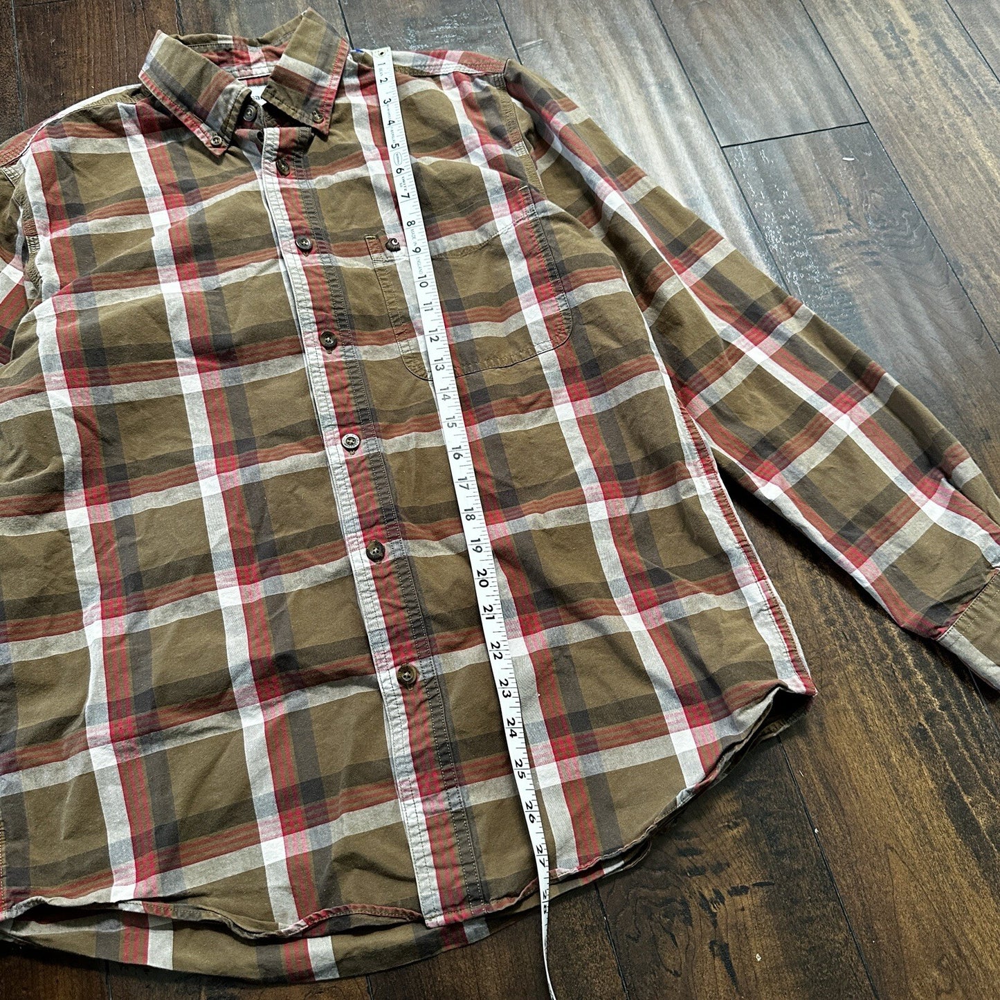 Carhartt Shirt Men M Brown Plaid Button Down Shirt Long Sleeve Casual Outdoor