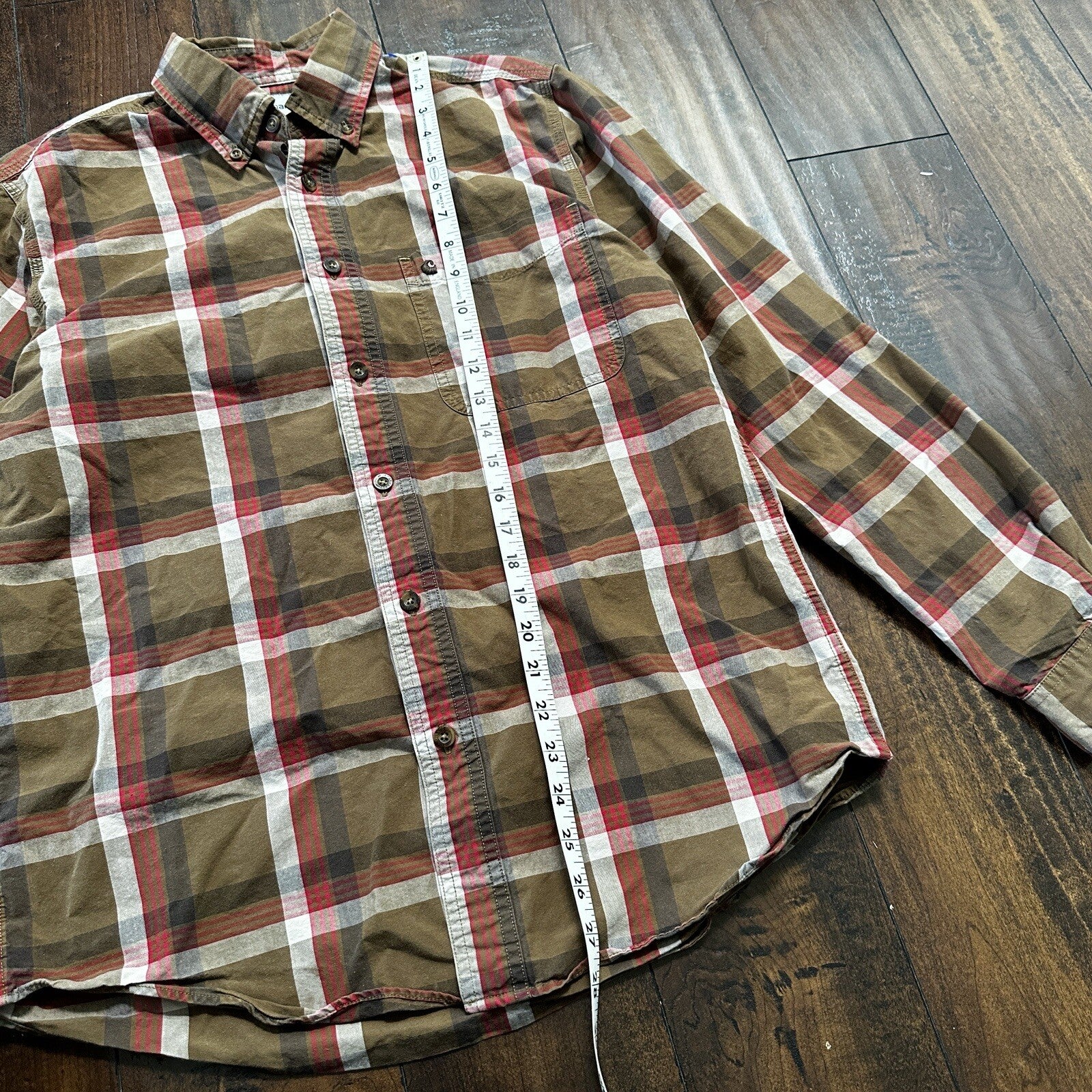 Carhartt Shirt Men M Brown Plaid Button Down Shirt Long Sleeve Casual Outdoor