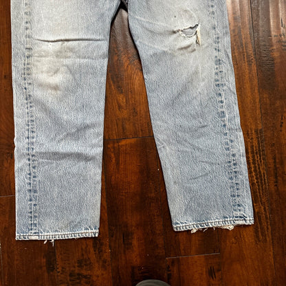 VTG 90s Levis 501 Button Fly 38x33 USA Tag Jeans Straight Wash Blue XX Act 34x28