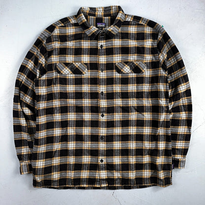 Patagonia Flannel Shirt Mens Size 2XL Plaid Long Sleeve Button Up Yellow Black