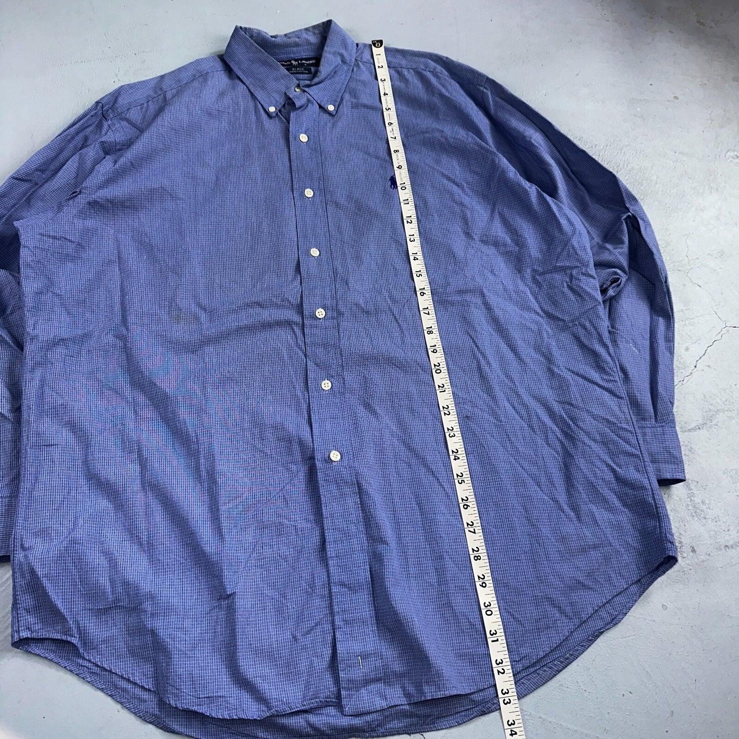 Ralph Lauren Polo VTG Button Down Shirt Men's L Blue Plaid Blake Two-Ply