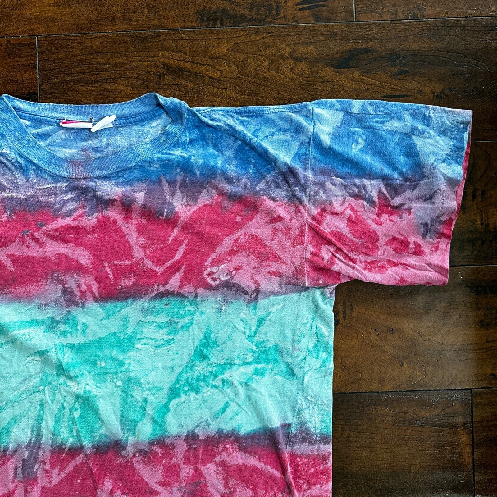 Tie Dye Vintage T Shirt Green Blue Red Crazy Rap Grateful Dead Stoner Boxy