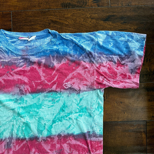 Tie Dye Vintage T Shirt Green Blue Red Crazy Rap Grateful Dead Stoner Boxy