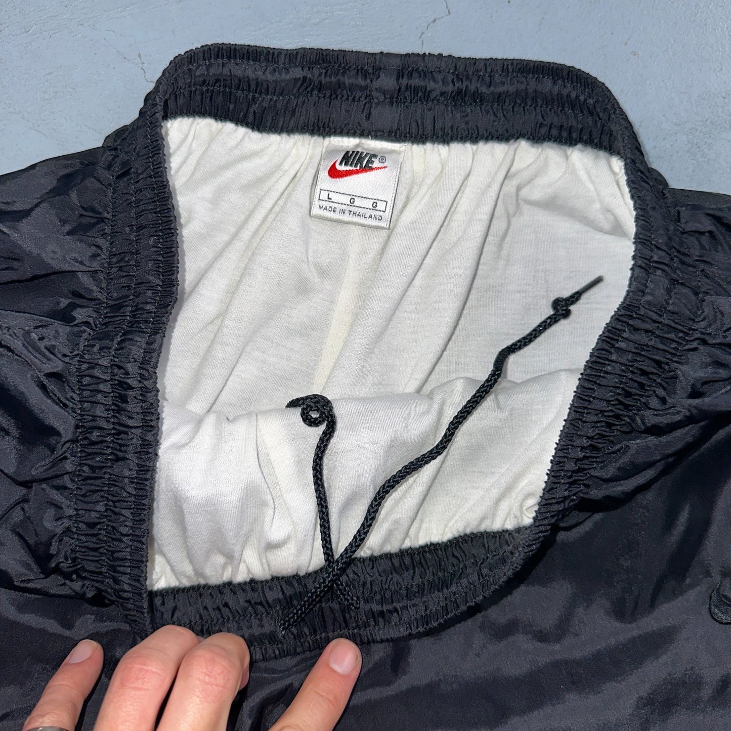 Nike VTG 90s Windbreaker Track Pants Ankle Zip Lined Black 1990s Essential