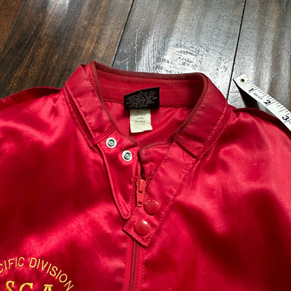 VTG 90s GTX Pacific Divison Satin Bomber Jacket USA Rare 80s ISCA Dale Arnold