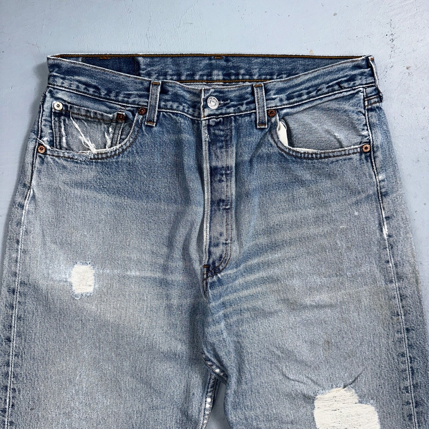 Levis 501 Vintage 90s XX Straight Leg Mexico Jeans 34x36 Light Wash Act 31x33