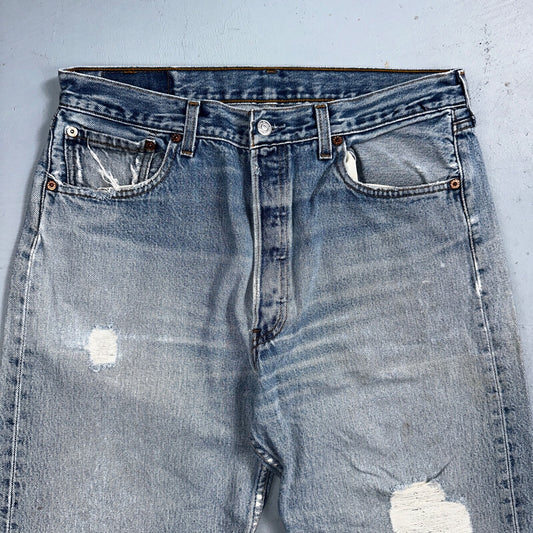 Levis 501 Vintage 90s XX Straight Leg Mexico Jeans 34x36 Light Wash Act 31x33