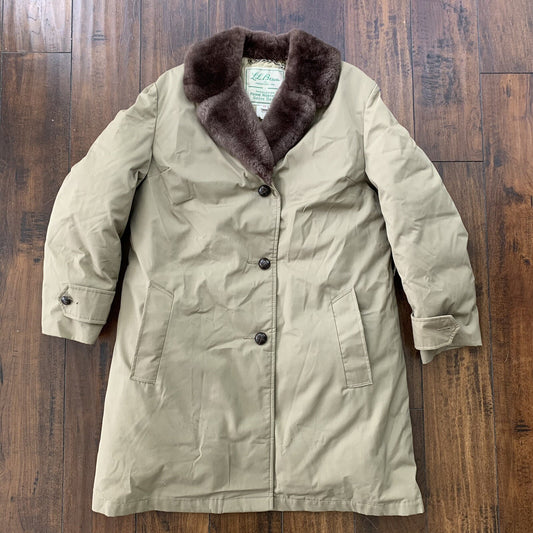 Vintage 1960s LL Bean Tan Prime Northern Goose Down Jacket Parka Womens Size 14