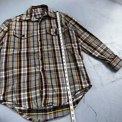 VTG Big Mac JC Penny Thick 100% Cotton Flannel Work Shirt M 70s Plaid Thrashed