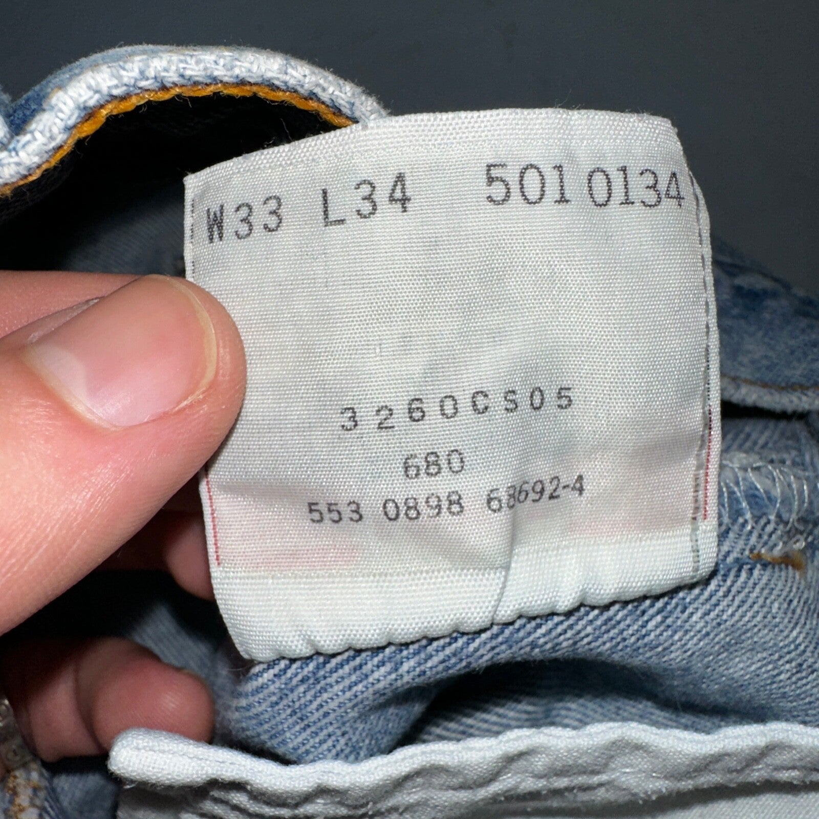Levis 501 Vintage 90s USA XX Straight Leg Jeans Blue Light Wash 33x34 Act 31x33