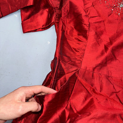 Real Vintage 1940s Lorayne Original Long Red Top Button Down Dress Women's 40s