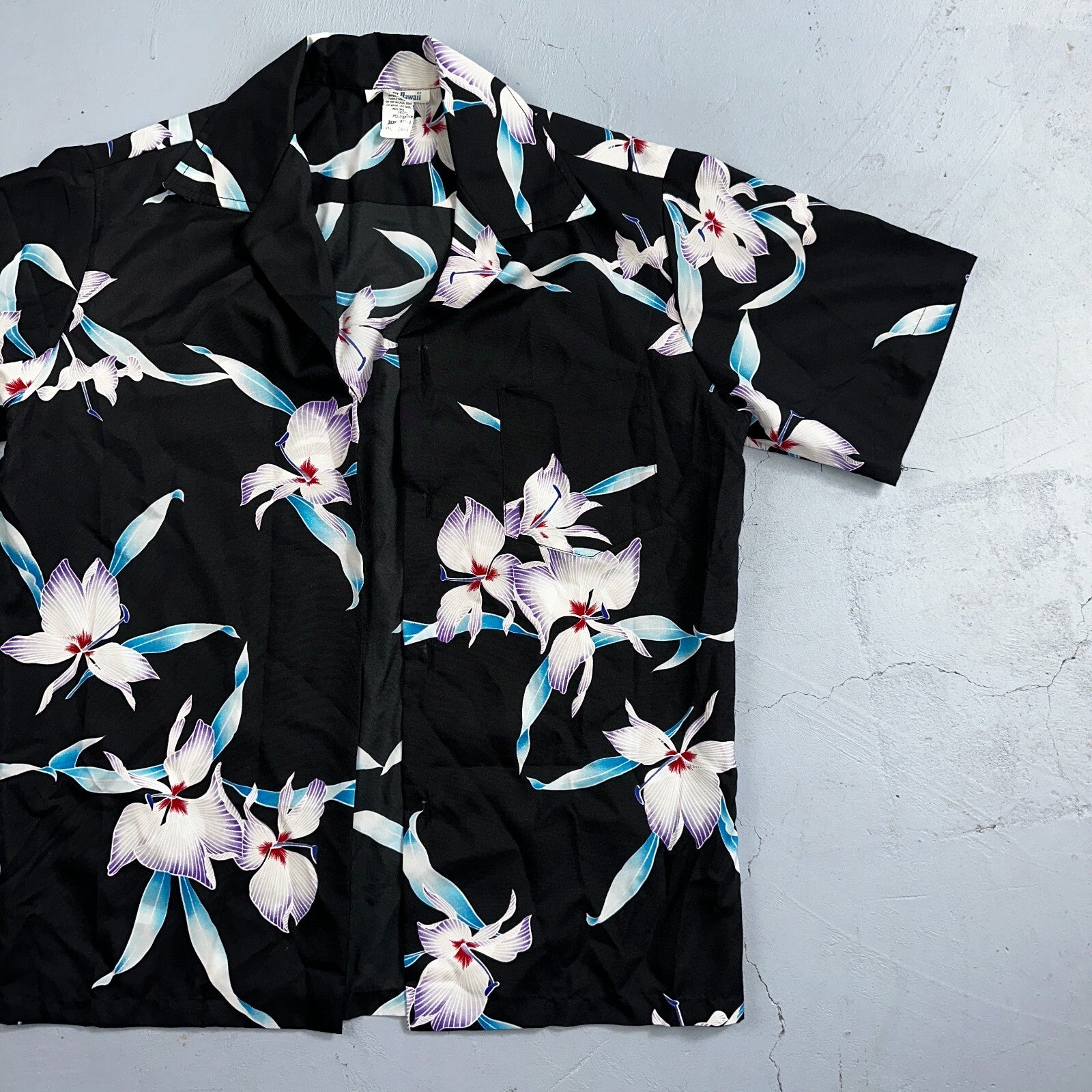 Hawaiian VTG Shirt Crop Rockabilly Floral Multi Color Robe 60s 70s Disco Hawaii