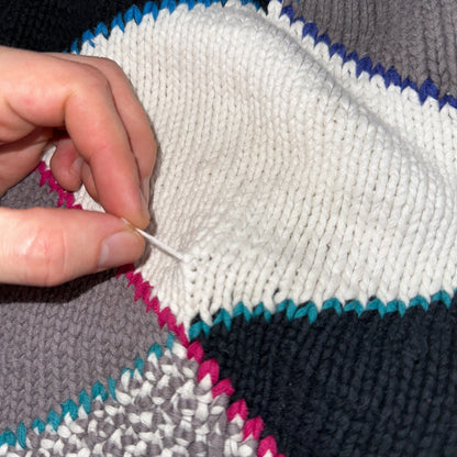 Vintage 80s Saratoga Robert Peritz Striped Cotton Cable Knit Golf Sweater Chic