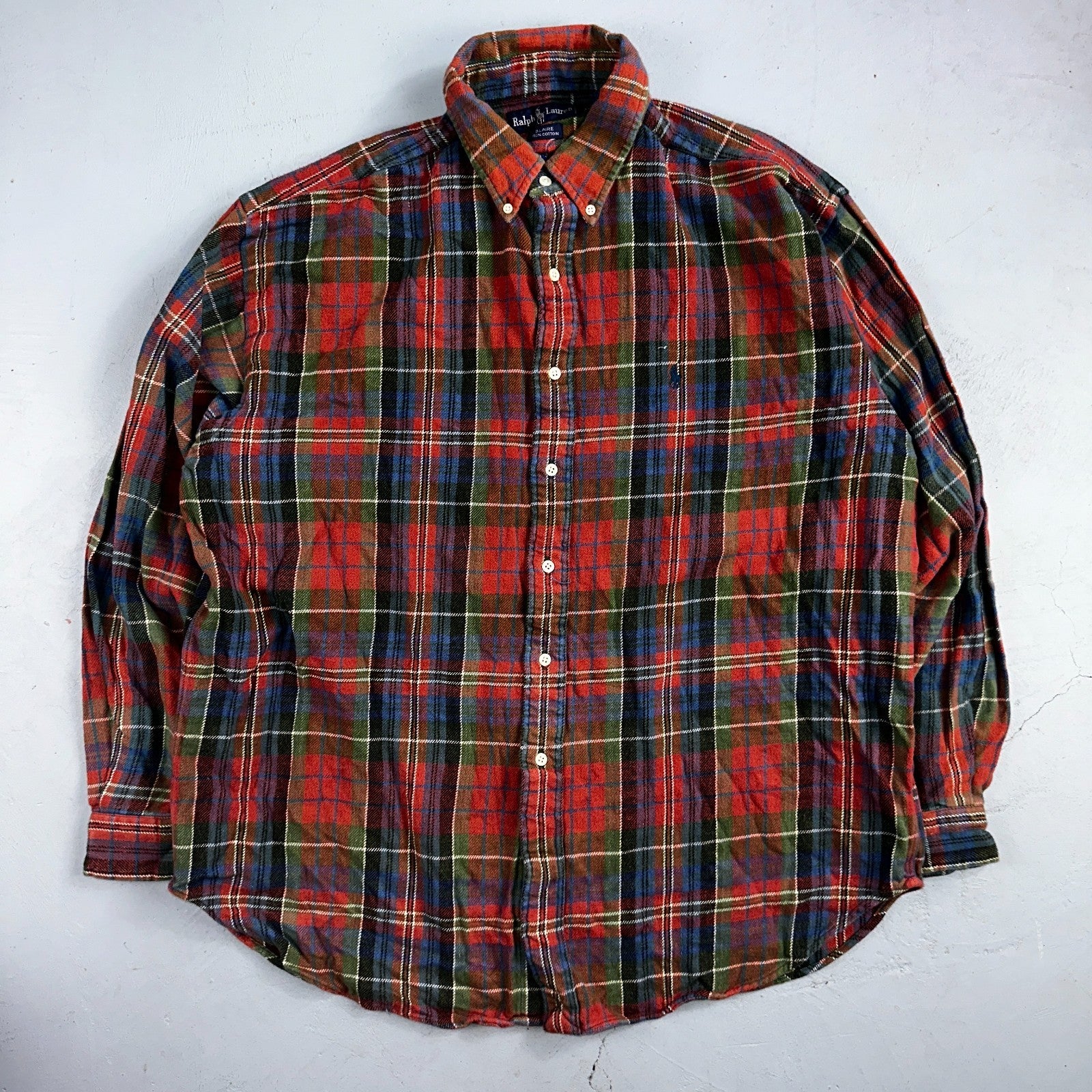RALPH LAUREN Shirt Mens Size XL Button Up Plaid Long Sleeve Extra Large Blaire