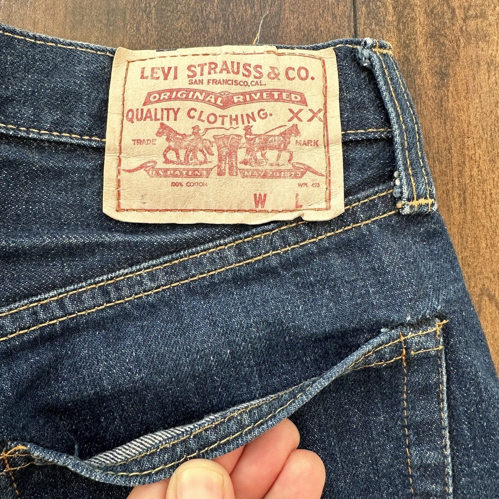 Levis 501 XX Big E True Vintage 60s Redline Selvedge Denim Jeans 1960s DARK BLUE