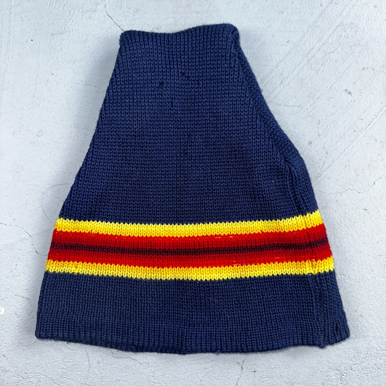 Vintage Wigwam Wool Balaclava Ski Mask USA 100% Virgin Wool Red Yellow Stripe