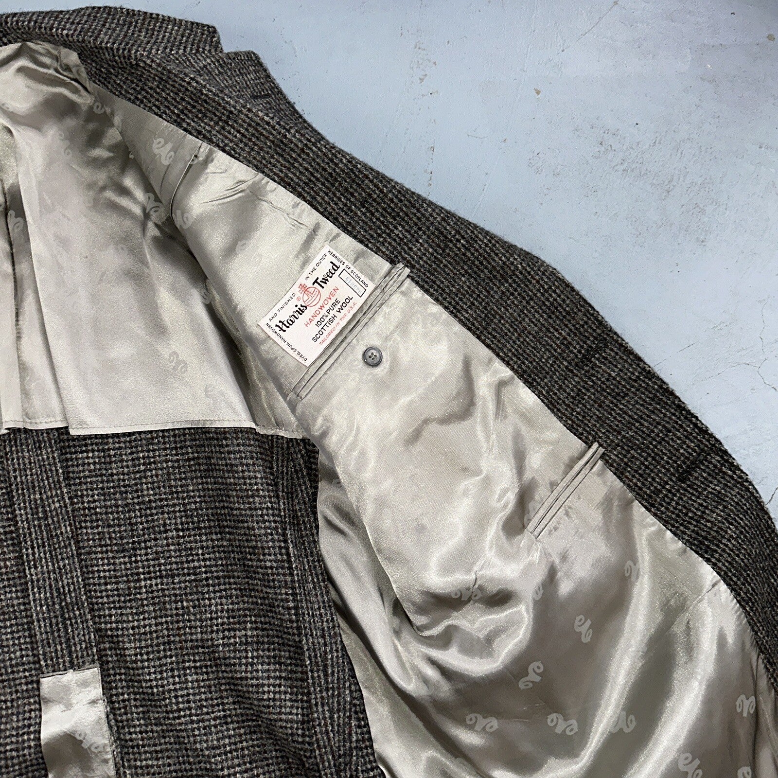 Norm Thompson VTG 80s Harris Tweed Preppy Wool Herringbone Blazer Jacket 42