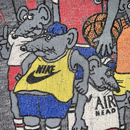 Nike Vintage T Shirt Mens Ratball 80s Promo Basketball Rap Cartoon Cute Jordan