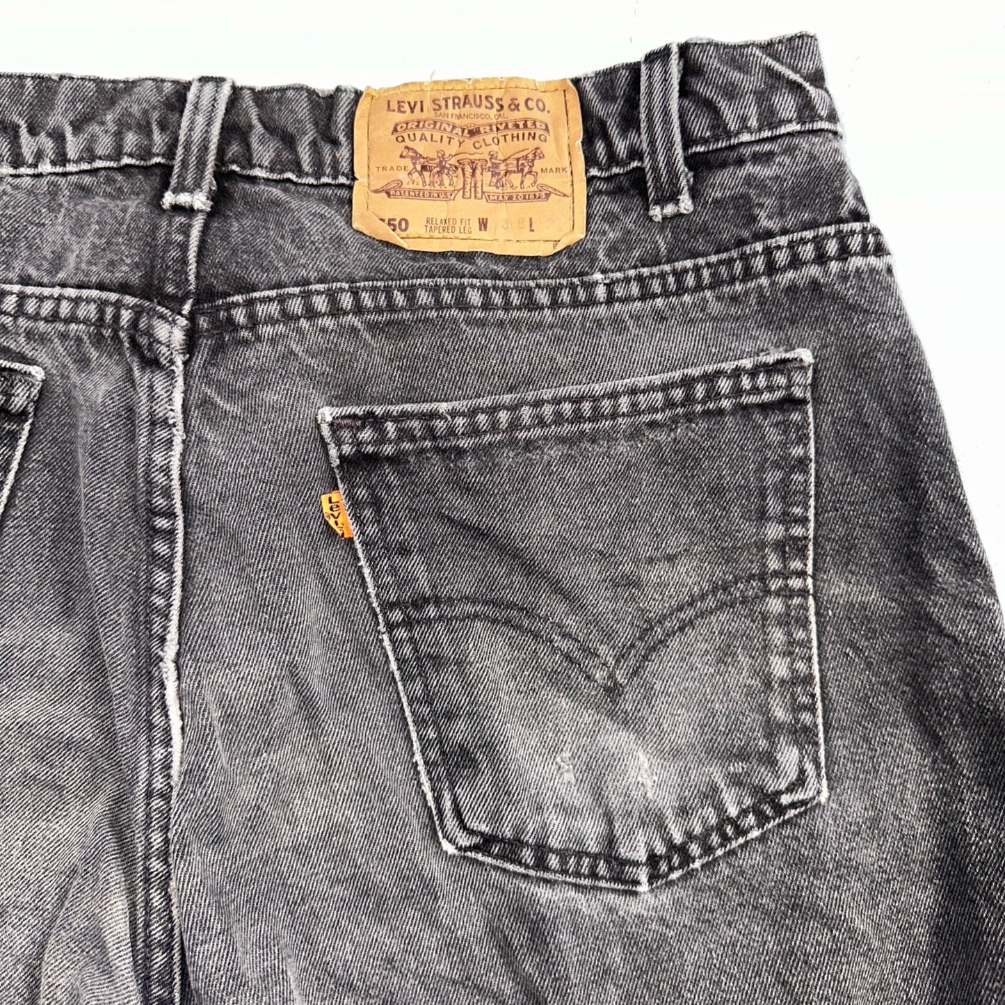 Levis 550 Vintage 90s USA Orange Tab Jeans 38x32 Black Med Wash 501 Act 36x31