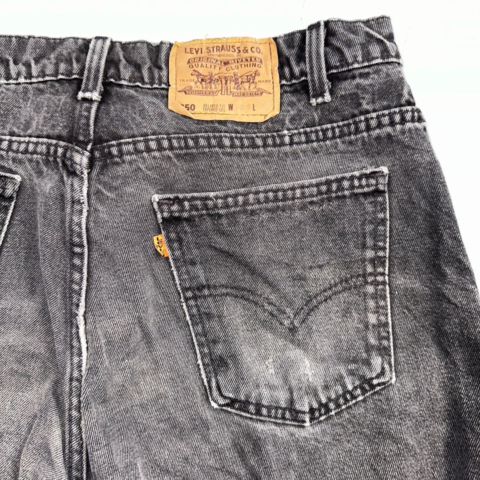 Levis 550 Vintage 90s USA Orange Tab Jeans 38x32 Black Med Wash 501 Act 36x31