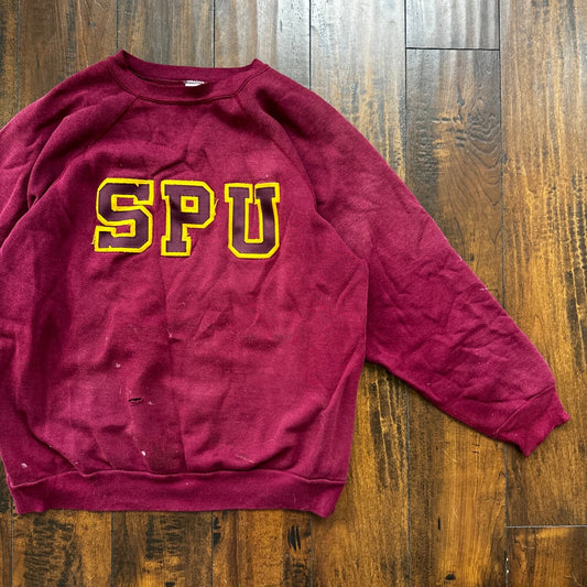 VTG SPU 80s Sports Seattle Pacific University Pullover Sweatshirt Crewneck USED