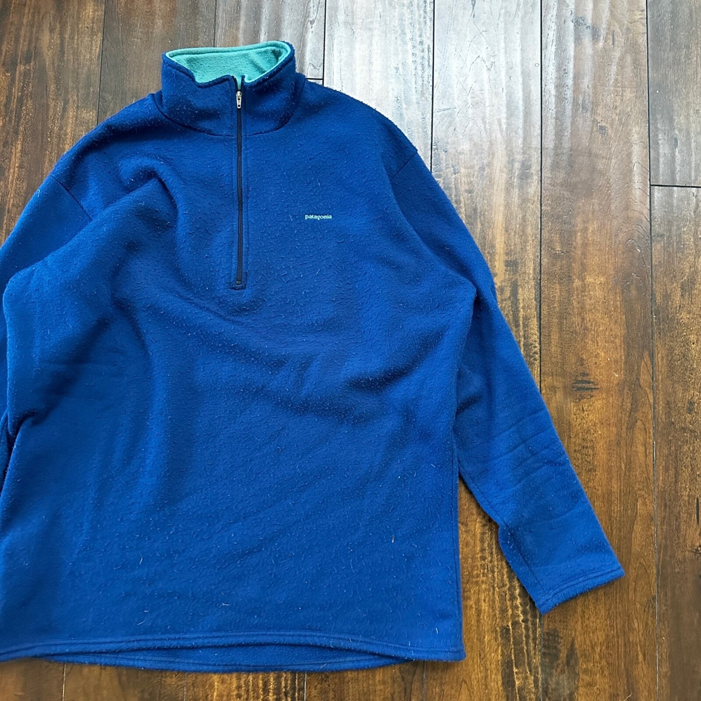 Vintage Patagonia Capilene Shirt Top 1/4 Zip w/ Collar Blue USA Made XL