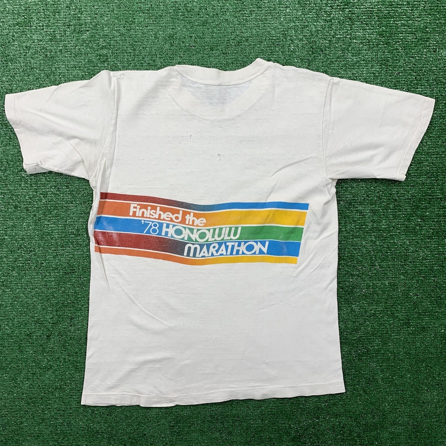 Nike Vintage T Shirt Mens M 1978 Honolulu Hawaii Marathon Runner Pinwheel 70s