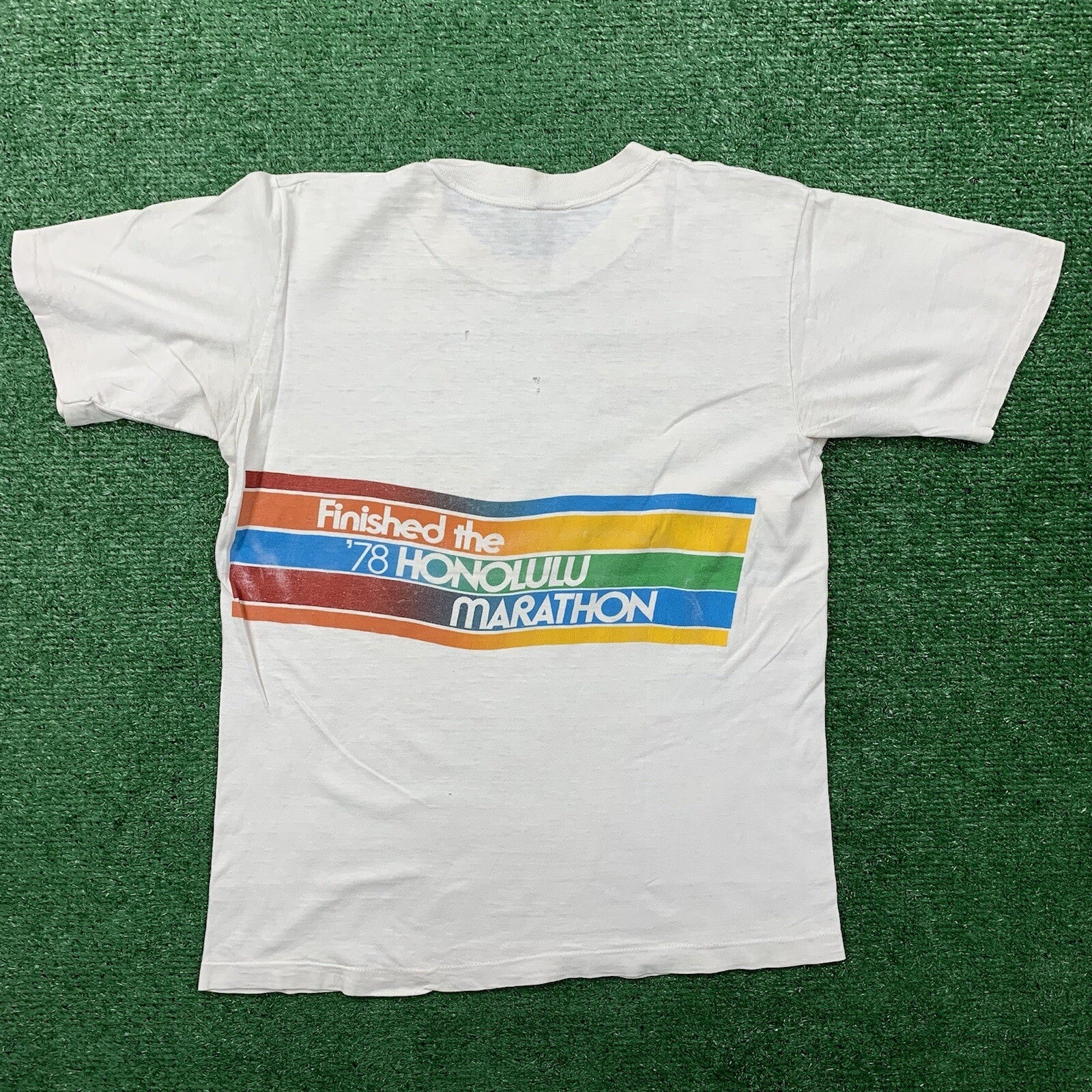 Nike Vintage T Shirt Mens M 1978 Honolulu Hawaii Marathon Runner Pinwheel 70s