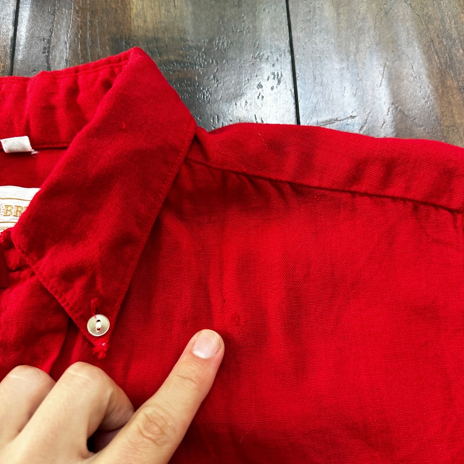 VINTAGE 1970’s Brent Red Flannel Short Shirt Button Down Medium Rockabilly