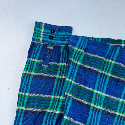 Patagonia Womens 14 Heavy Flannel Long Sleeve Shirt Button Up Blue Green Plaid