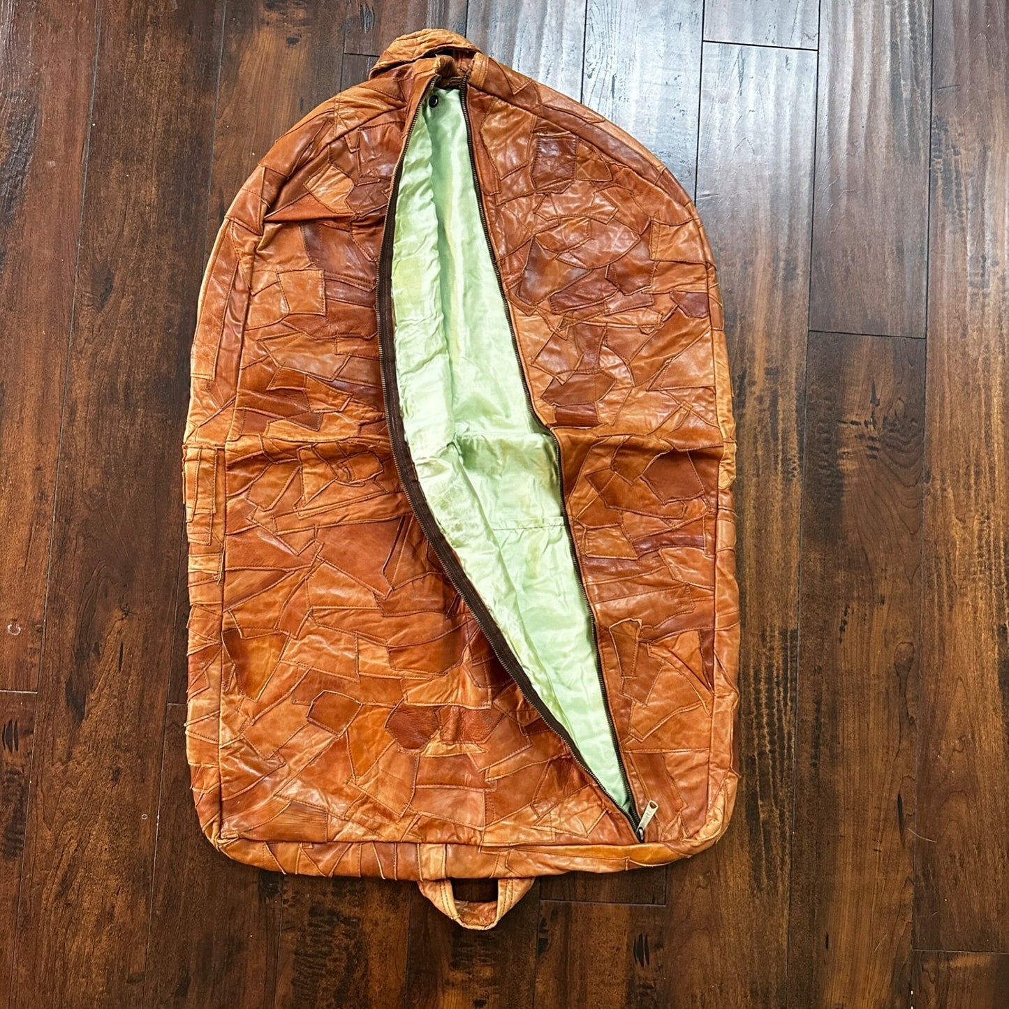 Vintage American Tourister Garment Suit Bag Leather Brown Hangers Cover VTG 40s