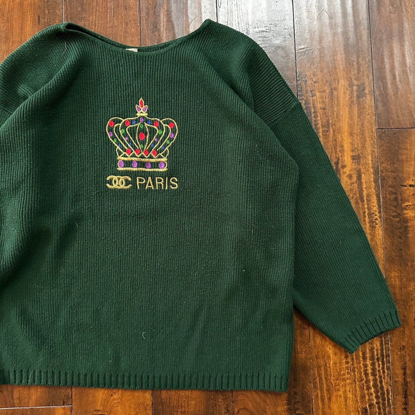 VTG 1960s Paris Women’s Green Sweater Rockabilly Sportswear Designer 60s 70s