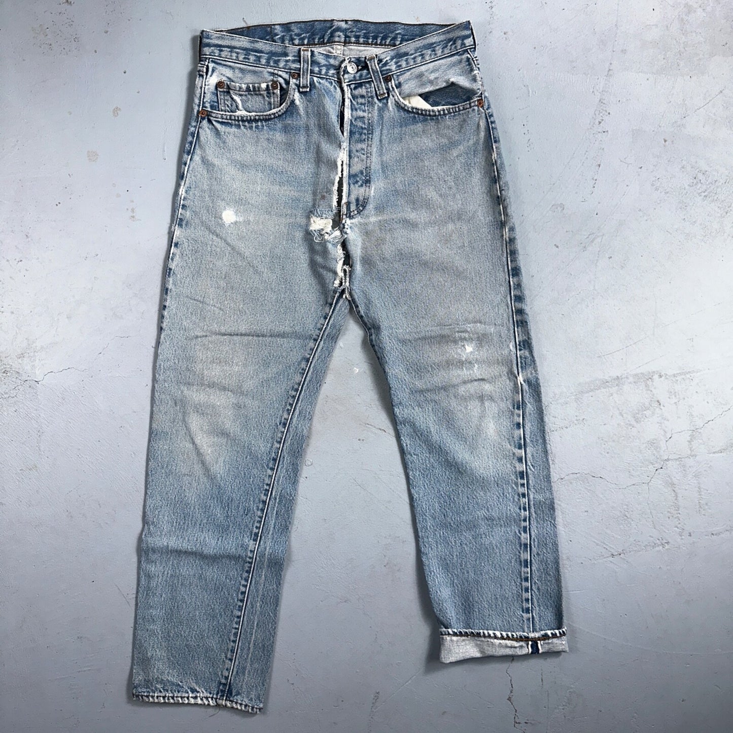 Levis 501 Vintage 80s Redline Selvedge USA XX Jeans Light Wash 32x30 Act 30x28