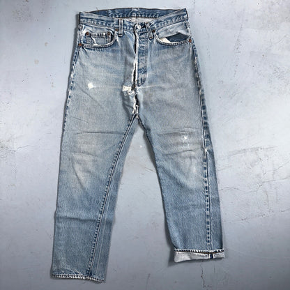 Levis 501 Vintage 80s Redline Selvedge USA XX Jeans Light Wash 32x30 Act 30x28