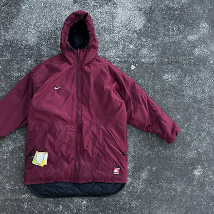VTG 90s Nike Team Sports Logo Spellout Coat Jacket Parka Men’s M 1990s Red