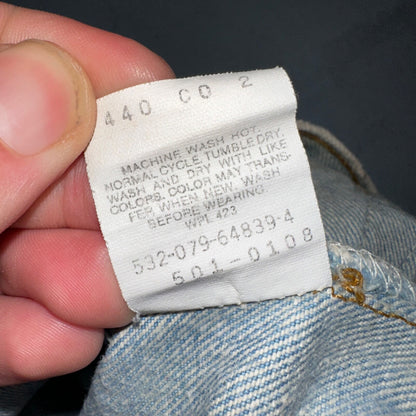 Levis 501 Vintage 90s USA XX Straight Leg Jeans Blue Light Wash 30x34 Act 27x34