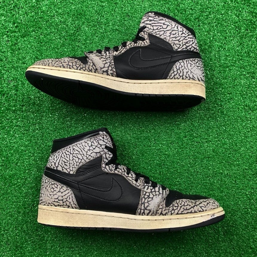 Nike Jordan 1 Retro High 839115-013 Black Cement Elephant Supreme 9 1985 Vintage