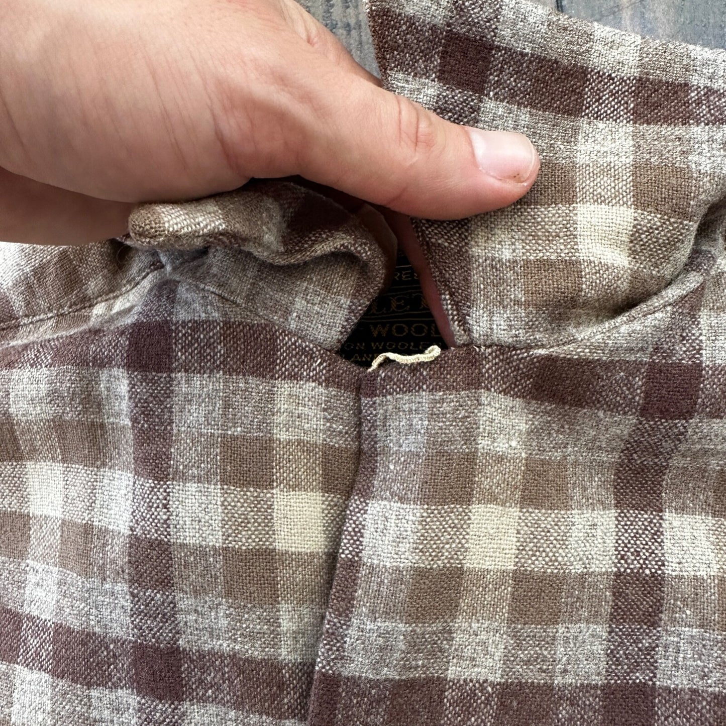 VTG 1950s Pendleton Board Shirt Loop Virgin Wool Plaid Flannel Shirt 50s Brown