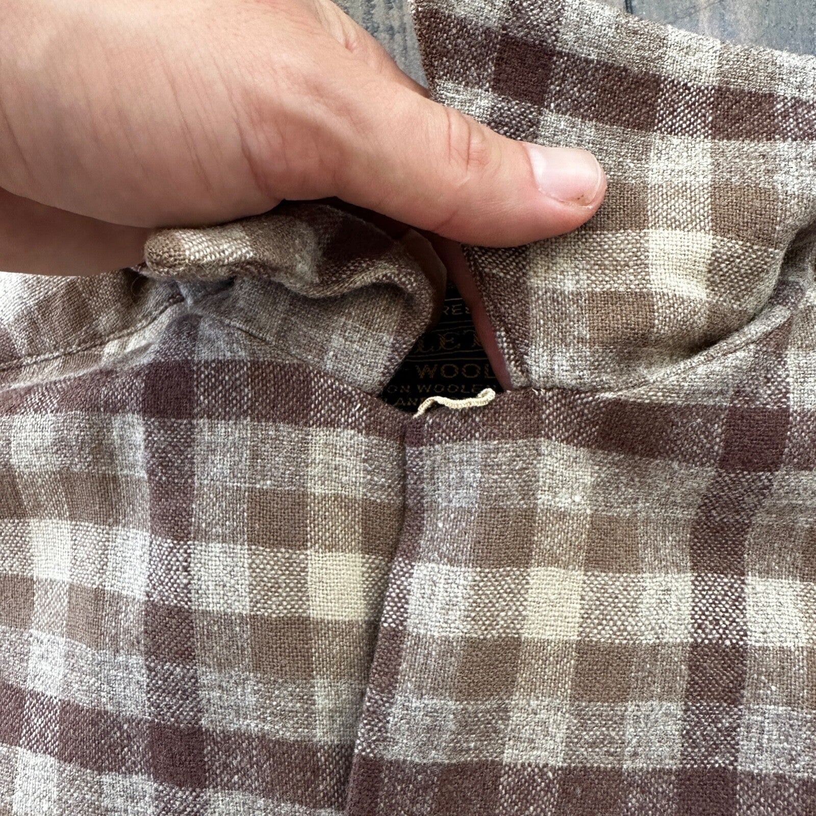 VTG 1950s Pendleton Board Shirt Loop Virgin Wool Plaid Flannel Shirt 50s Brown