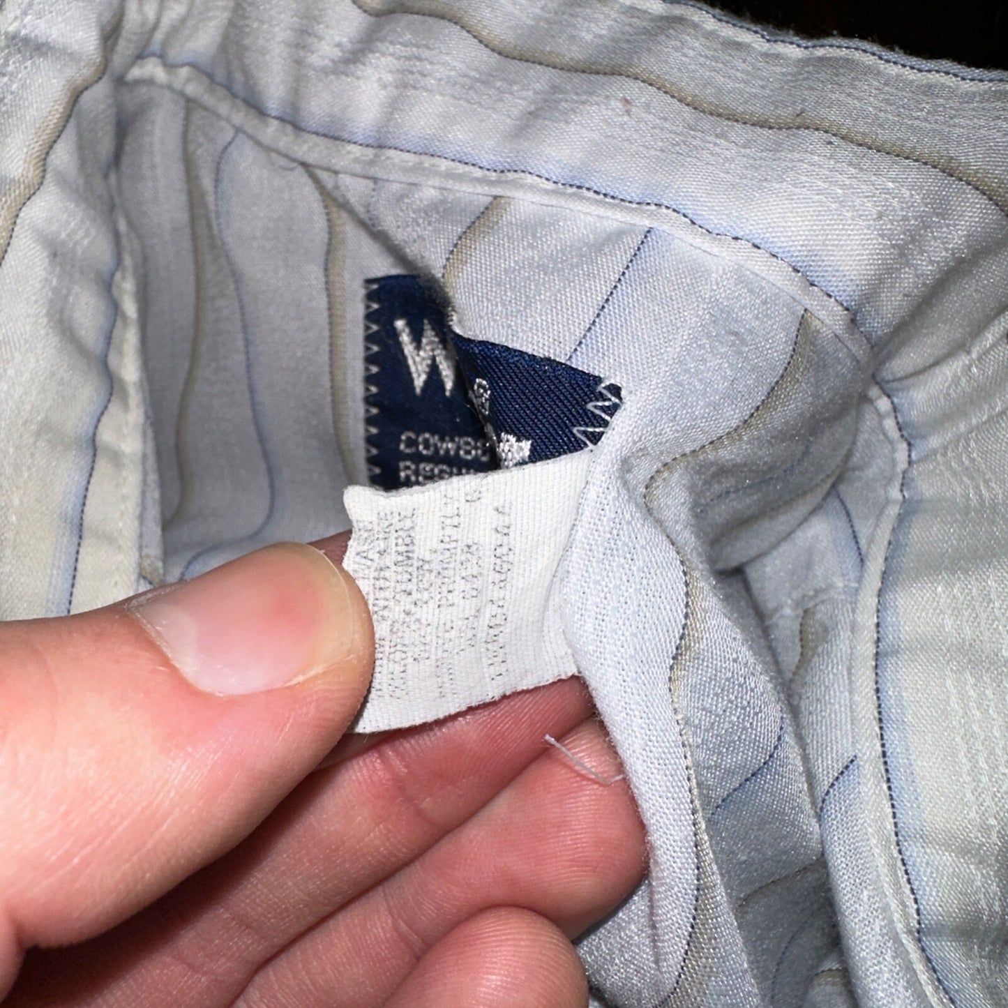 VTG Wrangler Shirt 16-34 Button USA PEARL SNAP Cowboy Cut X-Long Tail Stripe