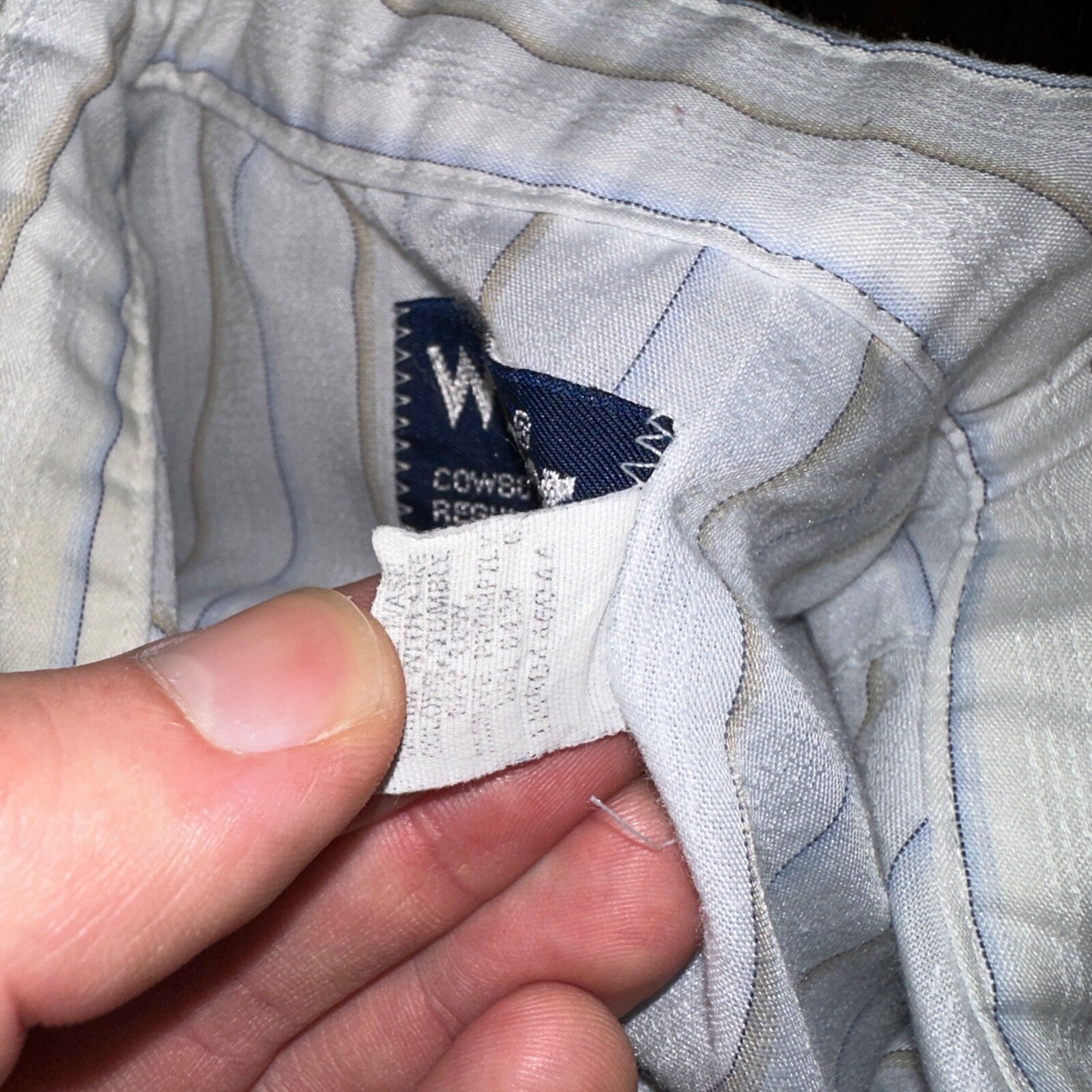 VTG Wrangler Shirt 16-34 Button USA PEARL SNAP Cowboy Cut X-Long Tail Stripe