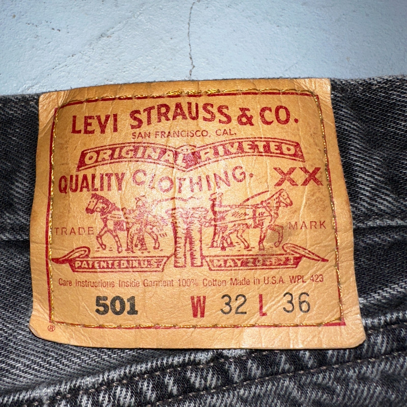 Levis 501 Vintage 90s USA XX Straight Leg Jeans Black Light Wash 32x36 Act 30x27