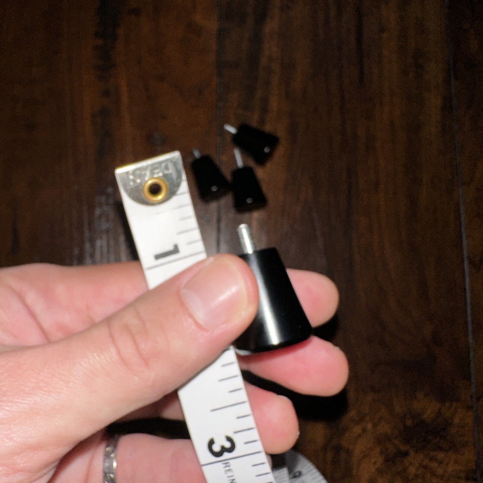 4 Flat Black Pull Knobs For Kitchen Bedroom Cabinet Round Black Dresser MCM VTG